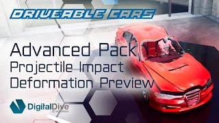 Driveable Cars Advanced Pack - Projectile impact deformation preview - GTA style cars for UE4