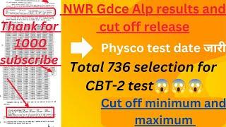 Railway gdce NWR Assistant Loco pailot results and cut off  ALP minimum and maximum cut off marks