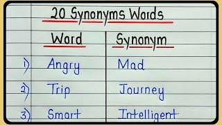 Learn 20 synonyms words  Common English synonyms  Similar words- synonyms 20