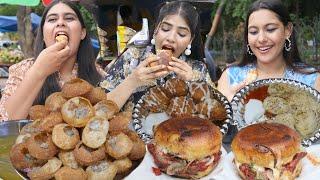 Ghaziabad Street Food Challenge  Golgappa Spicy Burger Cheese Burger Kurkure Momos Paneer Momos