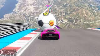 SPIDERMAN CARS Mega SEA Ramp Challenge  SUPERHERO GOKU Monster Truck JETSKI Helicopter Race - GTA V