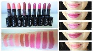 NYX Matte Lipstick + Lip Swatches Part 2 - Beauty with Emily Fox