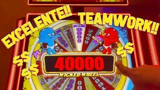 WICKED WINNINGS with VegasLowRoller and MAVLR on Smokin Hot Stuff Wicked Wheel Slot Machine