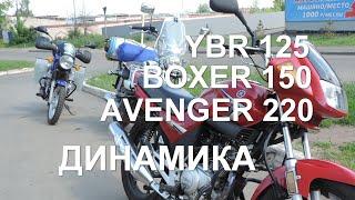 Как едут? Yamaha YBR 125 Bajaj Boxer 150 и Avenger 220 Динамика