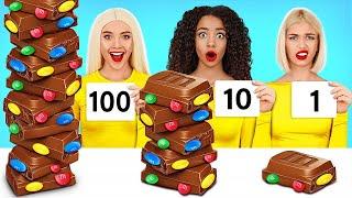 100 Layers Food Challenge  Eating 1 VS 100 Layers of Chocolate by Turbo Team