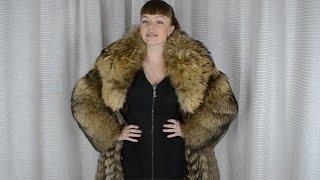Fur coat raccoon with fluffy big collar  FursBerry sale furs eBay