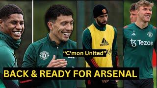 MartinezFernandesRashfordMartialMaguireMainoo Man United training & injury updates vs Arsenal