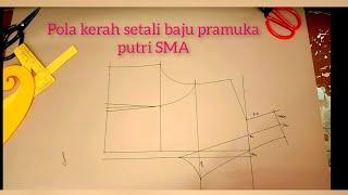 tutorial membuat pola kerah setali baju pramuka SMA putri #@ADIBATUTORIAL