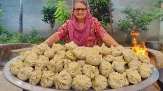 BIG MOMOS  Steamed Momos Recipe Cooking in Village  Delicious Street Food Snack Recipe