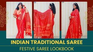 Festive Saree Look For Coming Festival  Amazon Festive Saree Haul  Akhilam Traditional Saree