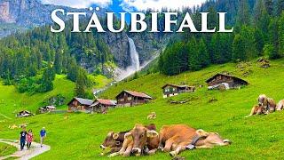 Stäubifall Switzerland 4K - The Most Amazing Waterfall on The Earth - Relaxing Nature Sounds