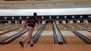 INSANELY FAST Possibly Worlds Fastest Bowling Strike Fred Flintstone style thrown by Osku Palermaa