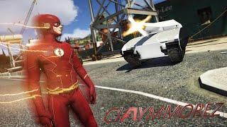 THE FLASH Saves people From Terrorists VS Futuristic Tanks GTA 5 Flash Mod