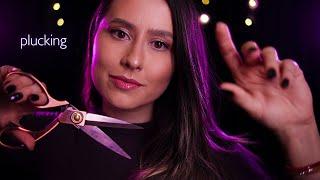 ASMR Removing negative energy with scissors  Hand movements mouth sounds minimal talking