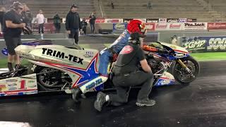 WORLD RECORD RAW FOOTAGE AND SOUND LARRY “SPIDERMAN” MCBRIDE GOES 5.50 at 264 MPH ON TOP FUEL BIKE