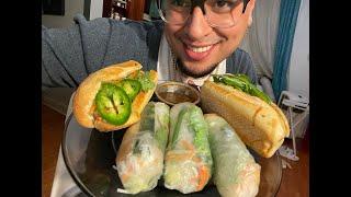 Vegan Pho Summer Spring Rolls and Bánh Mì Sandwich Vegan Vietnamese ASMR Mukbang 