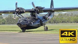 Consolidated PBY-6A Catalina engine start taxiing & flying in 4K Ultra HD