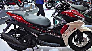 2024 Yamaha Aerox 155 VVA in red and white color option  2024 Yamaha Aerox walk-around