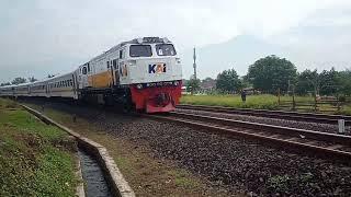 Indonesian Train  Railroad Crossing  KA with Locomotive CC 201 CC 203 CC 204 CC 206