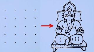 Lord Ganesha drawing easy from 4×5 dots step by step  Easy Lord Ganesha Rangoli