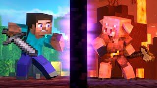 PLAYER VS PIGLIN - Alex and Steve Life Minecraft Animation