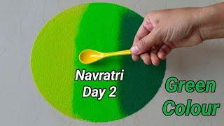 Navratri Day 2  Green Colour  Rangoli  Navratri Rangoli  Dasara rangoli Lakshmi Charan rangoli