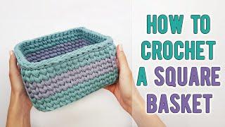 How to crochet a two colors SQUARE BASKET    DIY Tutorial    + some little useful tips