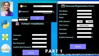 Python with MYSQL Registration Page in Python using Tkinter and MYSQL DatabasePART 1