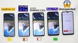 Realme XT Vs VIVO Z1x Vs Samsung A50s Vs Note 7 Pro Battery Drain Comparison