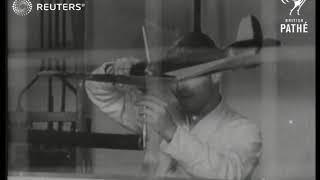 Testing of model plane in German wind tunnel 1936