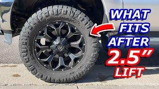 Tire sizes that fit after a 2 inch leveling kit or 2.5 lift kit on ford f250 f350 2011-2016 35s