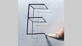 how to draw 3d E  easy 3d drawing using pencil  easy drawing tutorial for beginners
