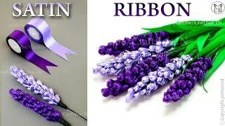 DIY Satin Ribbon reeds flowers  How to make ribbon crafts  SATIN LAVENDER FLOWER