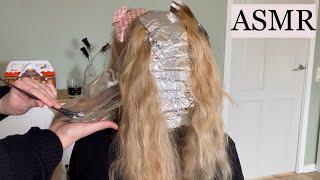 ASMR  Hair coloring with foil *crunchy & relaxing* hair play sectioning hair dye no talking
