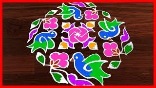 Easy Rangoli Art Designs with Simple Kolam  Rangavalli by Sunitha  16x6 to6 dots  #424