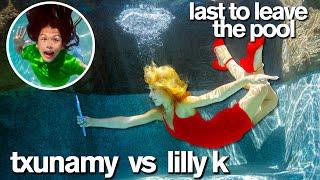 24 Hour LAST TO LEAVE POOL Challenge ft Lilly K vs Txunamy