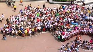 Flashmob Forms Map of Ukraine Residents of Zhytomyr take part in patriotic rally