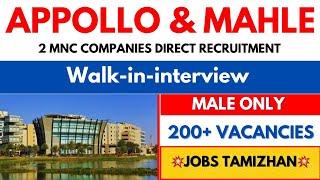 2 MNC Companies Recruitment 2024 Appollo & Mahle Companies  Chennai Jobs today Openings