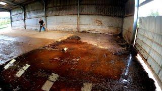 OLD BARN FULL OF MUCK & NASTINESS POWERWASHED AWAY - Now its CLEAN and Bright