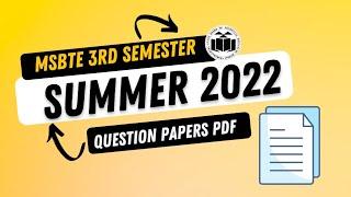 MSBTE Summer 2022 Question paper pdf 3rd semester