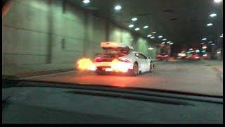 Twin turbo Huracan shootsflames supra vs huracan