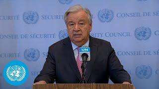 UN Chief on the situation at the Blue Line  United Nations  Security Council Media Stakeout full