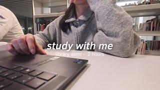 2 hours no break STUDY WITH ME at library  study vlog asmr no music with timer 一緒に勉強