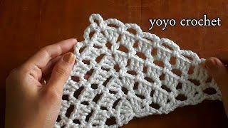 كروشية شال مثلث سهل بغرزة البلوك شرح للمبتدئين - Easy crochet shawl Stitches the block#يويو كروشية