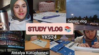 STUDY VLOG  Antalya Kütüphanesi benimle  iki gün sessiz vlog yks24