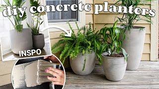 Trendy $300 faux-concrete planters Can I make it for LESS?🪴 DIY large faux-stone planters