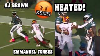 AJ Brown Vs Emmanuel Forbes GOT HEATED  WR Vs CB Eagles Vs Commanders 2023 highlights