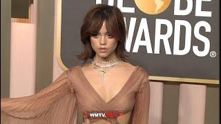 Jenna Ortega Wednesday Addams arrives at 2023 Golden Globe Awards Red carpet