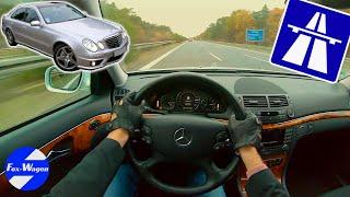 Mercedes-Benz E 200 Kompressor  POV  TOP SPEED  on GERMAN AUTOBAHN  Facelift 184 HP