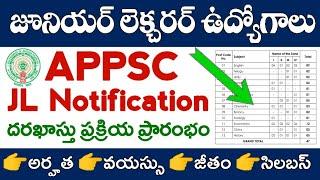 APPSC JL Notification 2024 details telugu  Qualifications Age limit Salary Syllabus Apply Dates